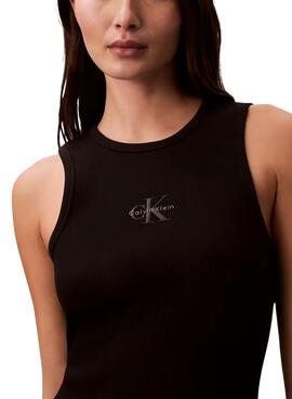 Vestido Calvin Klein Jeans Baby rib negro para mujer