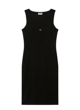 Vestido Calvin Klein Jeans Baby Rib square negro para mujer
