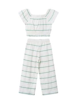 Conjunto Mayoral estampado rayas menta para niña 