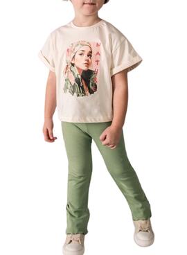 Pantalón Mayoral canalé verde para niña 