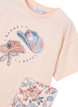 Conjunto Mayoral rosa con dibujo de gorros para niña 