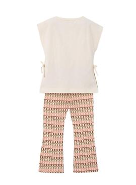 Conjunto flores naranja con estampado para niña 