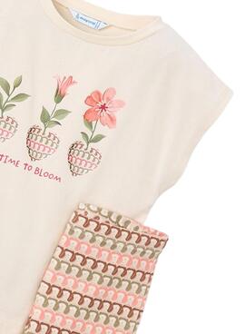 Conjunto flores naranja con estampado para niña 