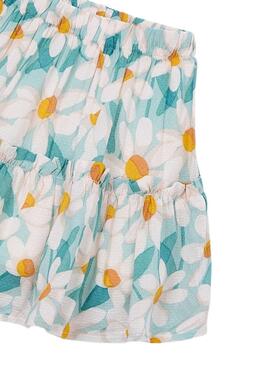 Falda Mayoral blanca estampado flores grandes para niña