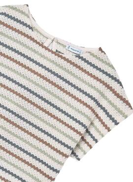 Camiseta Mayoral de punto a rayas multicolor para niña