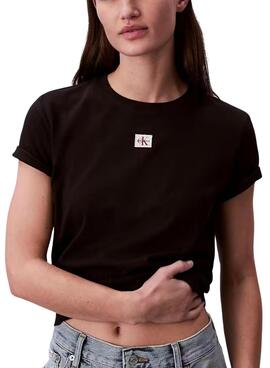 Camiseta Calvin Klein Jeans Label negro para mujer