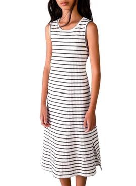 Vestido rayas midi Crd-negro