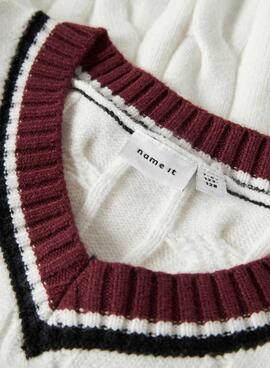 Jersey Name It trenzado blanco roto para niña