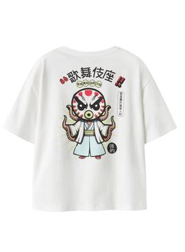 Camiseta Name It dibujo japonés blanco para niño