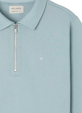 Sudadera Silbon media cremallera azul para hombre