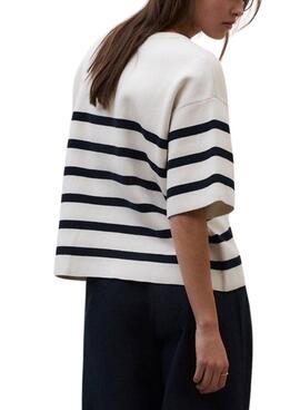 Jersey Ecoalf Marina blanco estampado de rayas para mujer