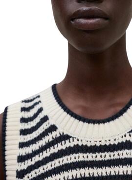 Jersey Ecoalf Tulip beige con estampado de rayas para mujer