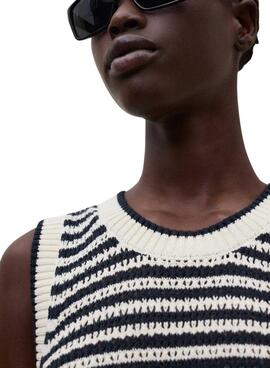 Jersey Ecoalf Tulip beige con estampado de rayas para mujer