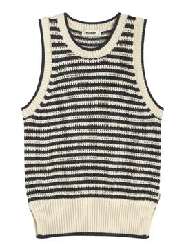 Jersey Ecoalf Tulip beige con estampado de rayas para mujer