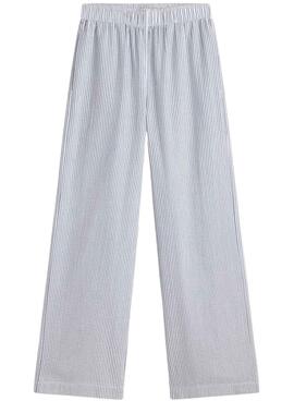 Pantalón Ecoalf Moss estampado de rayas azul y blanco para mujer