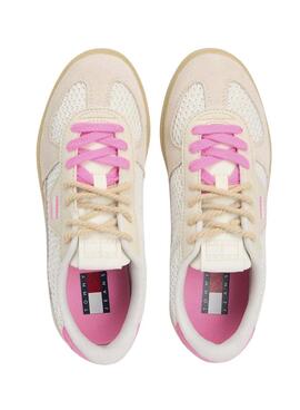 Zapatillas Tommy Jeans The Greenwich Edge Knit beige y rosa para mujer