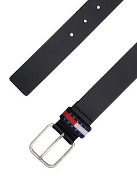 Cinturón de piel Tommy Jeans Ryan azul marino para hombre