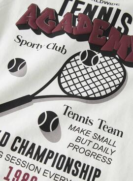 Camiseta Name It tenis academy beige para niño