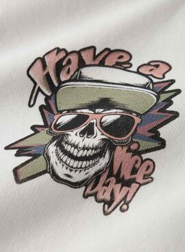 Sudadera Name It capucha calavera crudo para niño