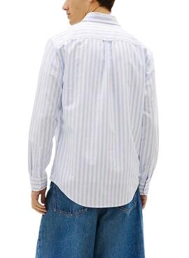 Camisa Tommy Hilfiger Stripe Oxford rayas azul para hombre