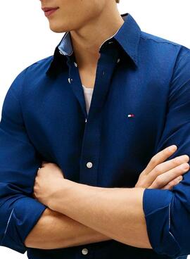 Camisa de lino Tommy Hilfiger Linen Blend azul marino para hombre