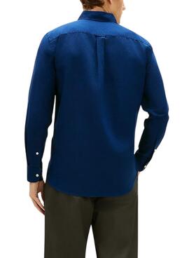 Camisa de lino Tommy Hilfiger Linen Blend azul marino para hombre