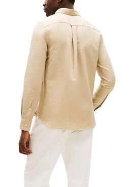Camisa de lino Tommy Hilfiger Linen Blend beige para hombre
