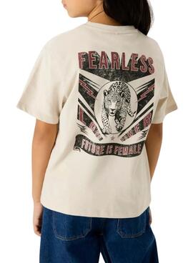 Camiseta Name It fearless beige para niña