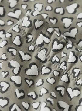 Pantalón flare Name It estampado de corazones verde para niña