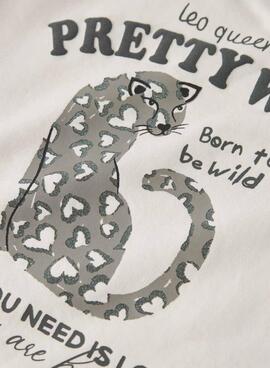 Camiseta Name It estampada animal print crudo para niña