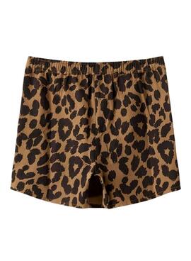 Pantalón corto Name It estampado animal print marrón para niña
