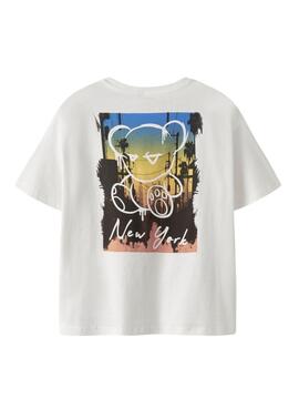 Camiseta Name It Byne blanca oversize con estampado oso para niño