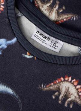 Sudadera Name It  Bertil estampado de dinosaurios azul marino para niño