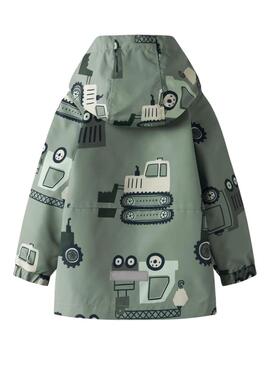 Chubasquero Name It Max estampado de máquinas verde salvia para niño