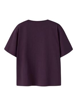 Camiseta Name It Benna estampado de plátanos morado para niña