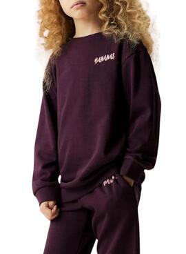 Sudadera Name It Bellis estampado de plátanos morado para niña