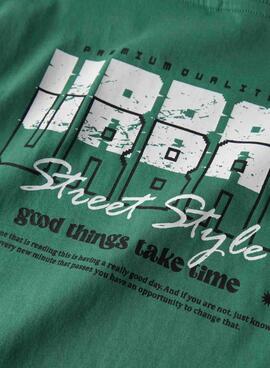 Camiseta Name It  Benna estampado urbano verde para niño