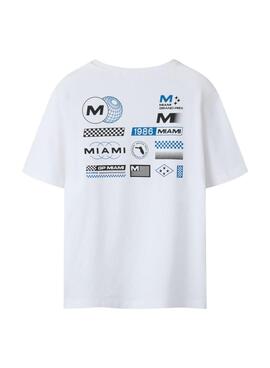 Camiseta Name It Benno estampado Miami blanca para niño