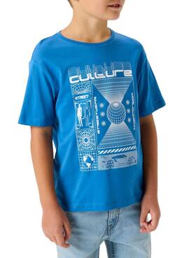 Camiseta Name It Benno estampado gráfico azul eléctrico para niño