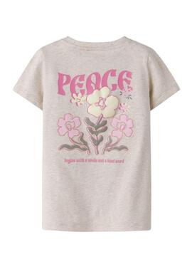 Camiseta Name It Dartiana choose kindness beige para niña