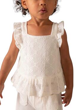 Conjunto dos piezas Mayoral crochet blanco para bebé niña