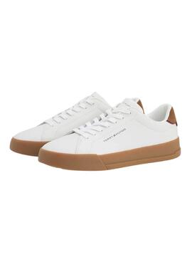 Zapatillas Tommy Hilfiger Court blanco y marrón para hombre