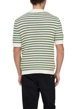 Polo Only and Sons Serge rayas verde para hombre
