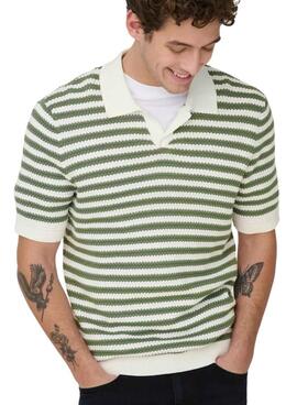 Polo Only and Sons Serge rayas verde para hombre