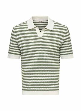 Polo Only and Sons Serge rayas verde para hombre