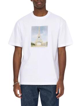 Camiseta Only and Sons Fred Eiffel blanco para hombre