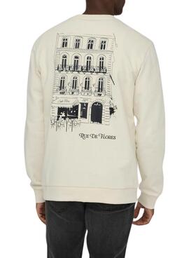 Sudadera Only and Sons Cesc beige para hombre