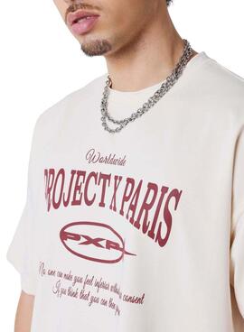 Camiseta Project x Paris Varsity PXP beige para hombre  
