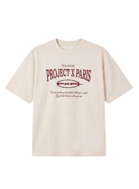 Camiseta Project x Paris Varsity PXP beige para hombre  
