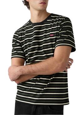 Camiseta Levis Andor Stripe negro y verde para hombre